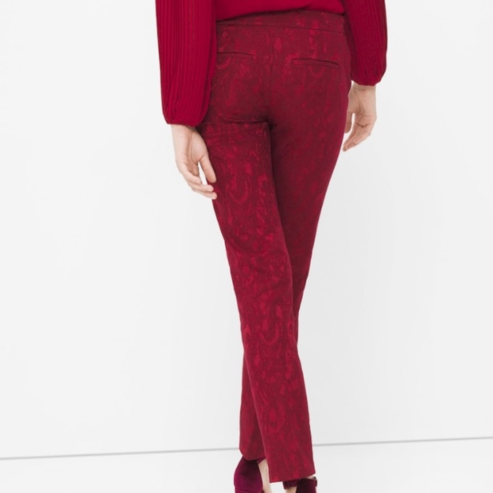 NWT White House Black Market Red Slim Ankle Pants - Picture 2 of 4
